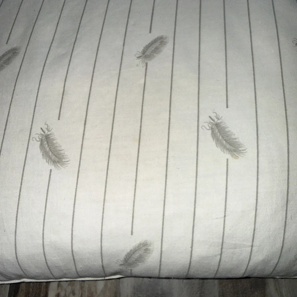 Vintage White Down Feather Pillow 25X18 Inch Good Fill Stain Areas Hole Read